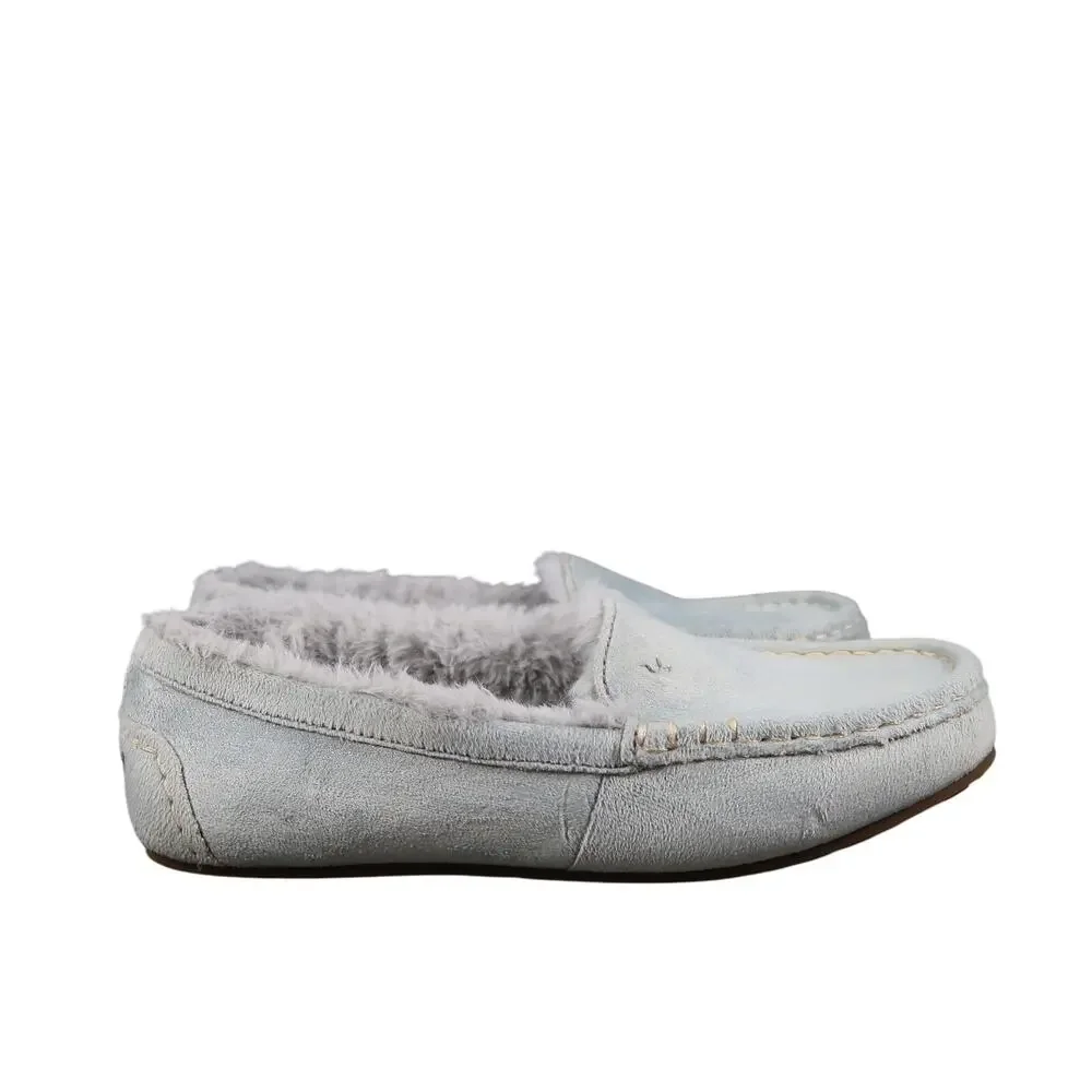 Ugg Shoes Kids 4 Slippers Koolaburra Riley Shimmer Moccasin Loafer Slip On Blue